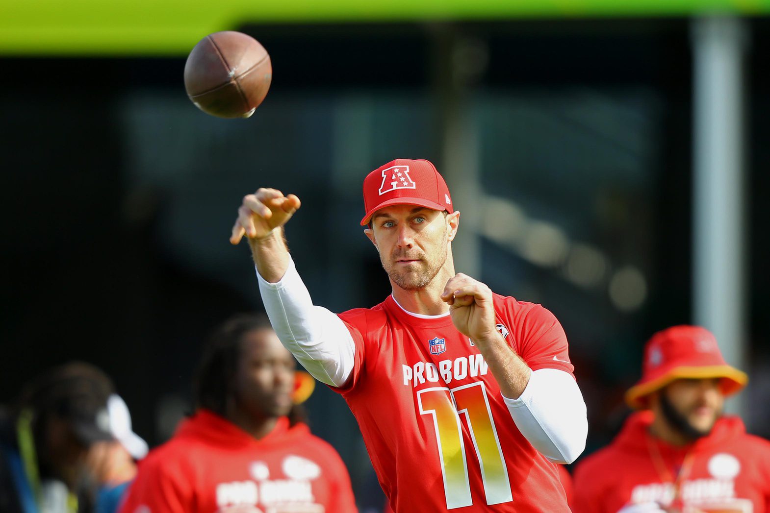 Jan 25, 2018; Kissimmee, FL, USA; Kansas City Chiefs quarterback Alex Smith (11) during AFC team practice for the Pro Bowl at ESPN Wide World of Sports. Mandatory Credit: Aaron Doster-USA TODAY Sports