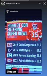 Former 49ers QB Colin Kaepernick Gloats On Having 1 Better Stat Than Patrick Mahomes, Peyton Manning 2 IMG 6837