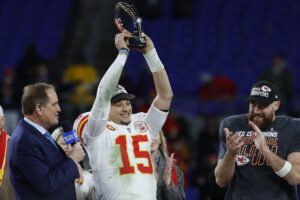 Former 49ers QB Colin Kaepernick Gloats On Having 1 Better Stat Than Patrick Mahomes, Peyton Manning 1 Kansas City Chiefs, Baltimore Ravens, Patrick Mahomes, Super Bowl