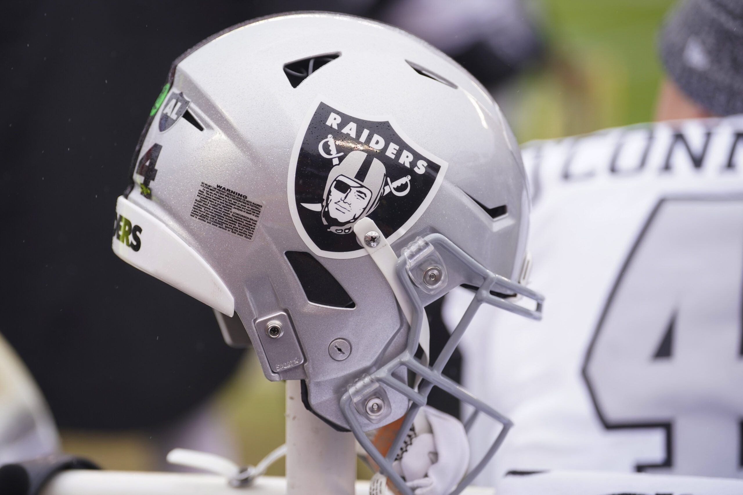 Breaking: Former Raiders Star Receives 30-Year Prison Sentence 3 Dec 25, 2023; Kansas City, Missouri, USA; A general view of a Las Vegas Raiders helmet against the Kansas City Chiefs prior to a game at GEHA Field at Arrowhead Stadium. Mandatory Credit: Denny Medley-USA TODAY Sports