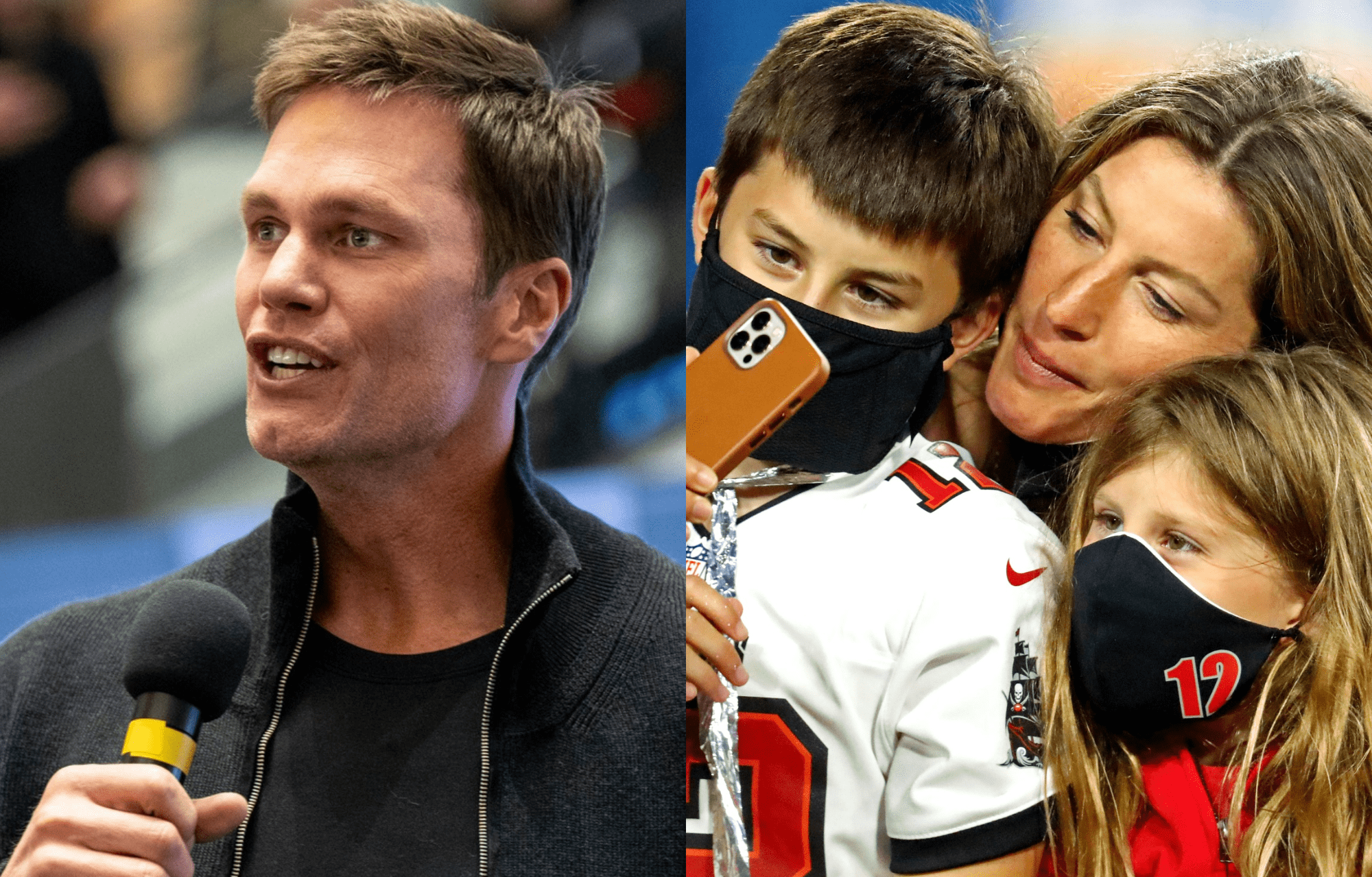 "They're Protective Of Their Mom": Tom Brady Reveals Kids Furious On Netflix Roast Jabs On Mom Gisele Bundchen 1 Tom Brady, retired NFL quarterback (left) and ex wife Gisele and children (right). Photo credits: Imagn