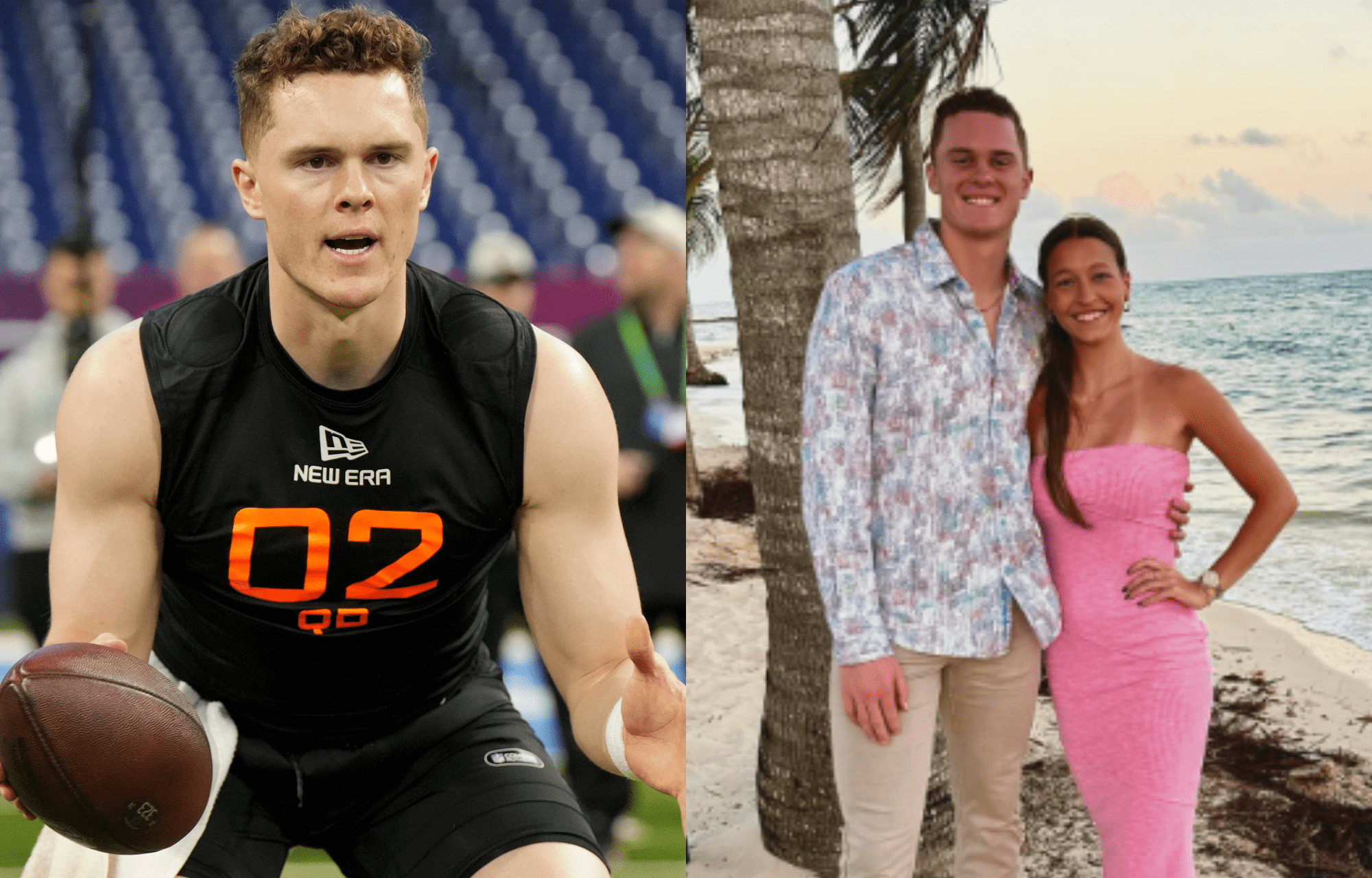 "Down The Shore Today": Brady Cook's Fiancé Shares Snap Of Jets Rookie Chilling Beside The Beach 1 New York Jets quarterback Brady Cook with fiance, Carli Schieferle. Photo credits: Imagn and Instagram