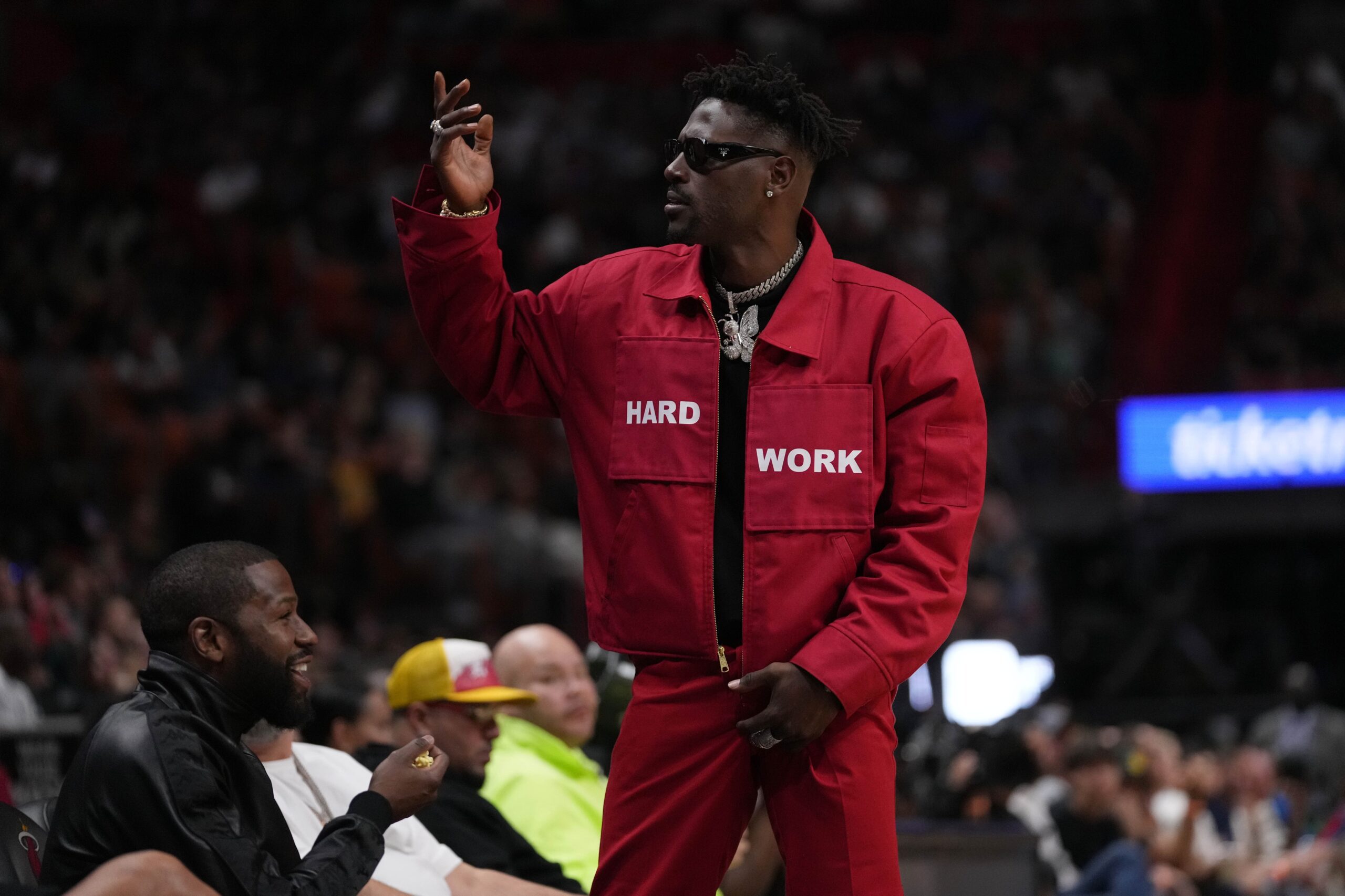 "I've Known Him For 5 Years" Antonio Brown's Trial Just Took Massive Turn After Blatant Lie (Watch) 1 Mar 26, 2022; Miami, Florida, USA; Former NFL player Antonio Brown gestures to the fans while standing in from t of former professional boxer Floyd Mayweather Jr. during the second half between the Miami Heat and the Brooklyn Nets at FTX Arena. Mandatory Credit: Jasen Vinlove-USA TODAY Sports