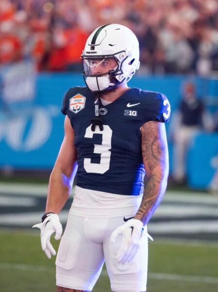 Former Penn State WR Julian Fleming Involved in Tragic ATV Accident 3 Dec 31, 2024; Glendale, AZ, USA; Penn State Nittany Lions wide receiver Julian Fleming (3) against the Boise State Broncos during the Fiesta Bowl at State Farm Stadium. Mandatory Credit: Mark J. Rebilas-Imagn Images