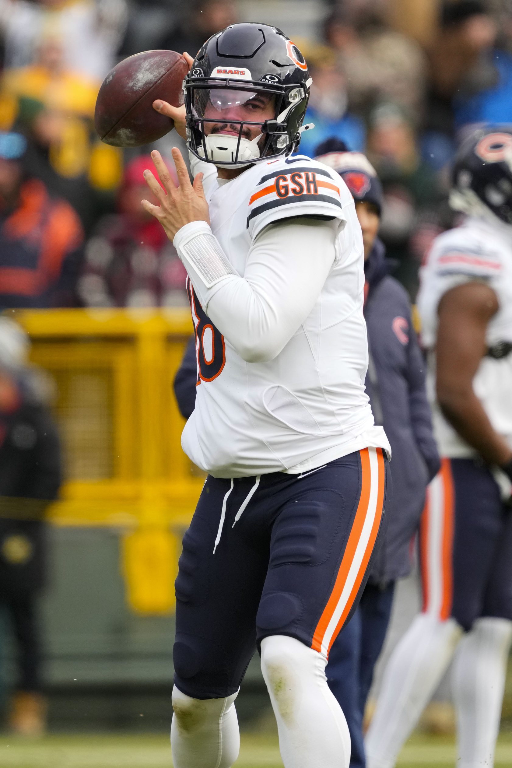 Bears' Caleb Williams Being Called Racist After Pope Comment (Breaking) 1 Jan 5, 2025; Green Bay, Wisconsin, USA; Chicago Bears quarterback Caleb Williams (18) throws a pass during warmups prior to the game against the Green Bay Packers at Lambeau Field. Mandatory Credit: Jeff Hanisch-Imagn Images