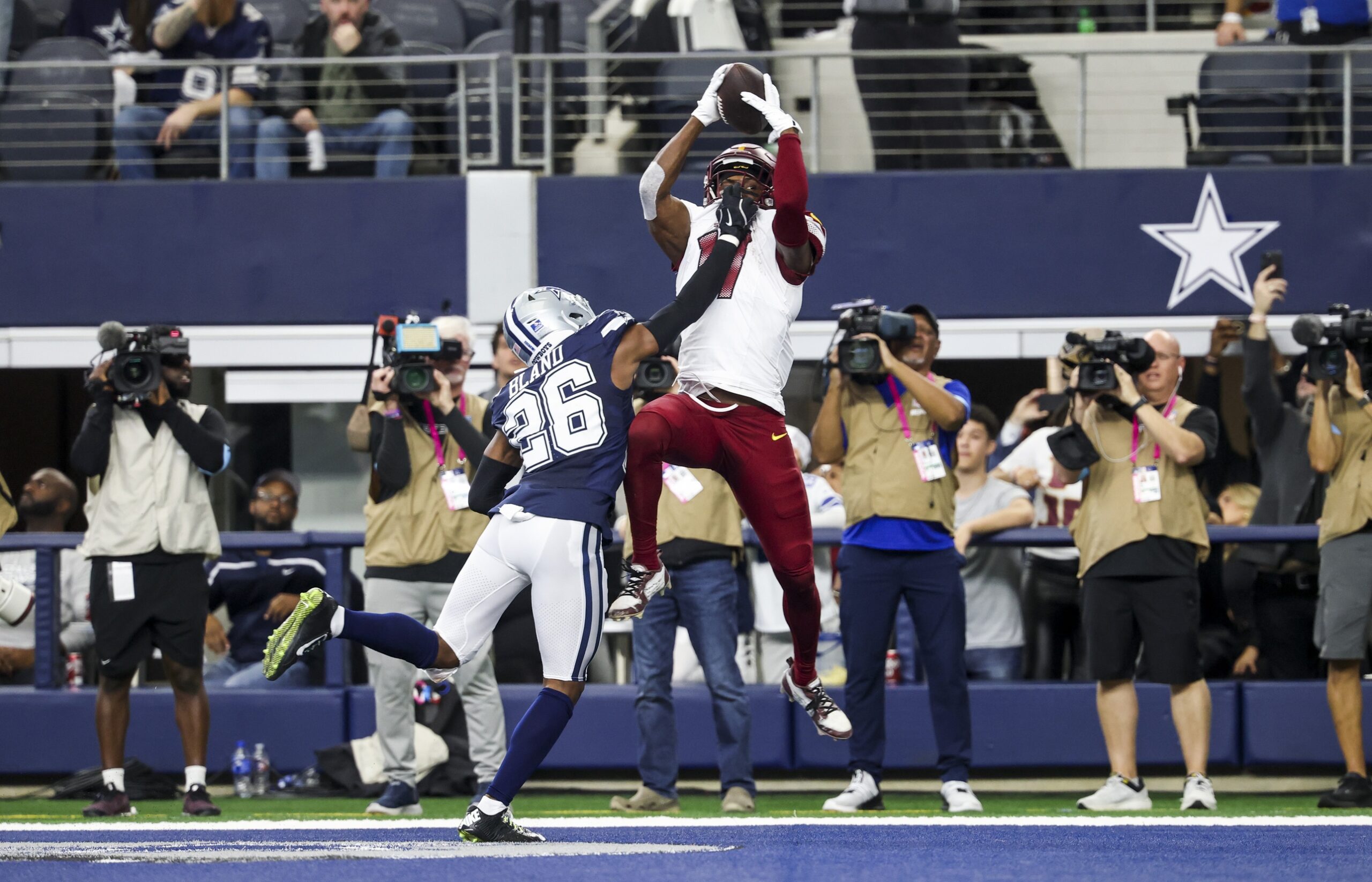 "He's Gone" Cowboys To Walk Away From 30-Game Starter (Breaking) 2 Jan 5, 2025; Arlington, Texas, USA; Washington Commanders wide receiver Terry McLaurin (17) makes the game-winning touchdown catch over Dallas Cowboys cornerback DaRon Bland (26) during the fourth quarter at AT&T Stadium. Mandatory Credit: Kevin Jairaj-Imagn Images