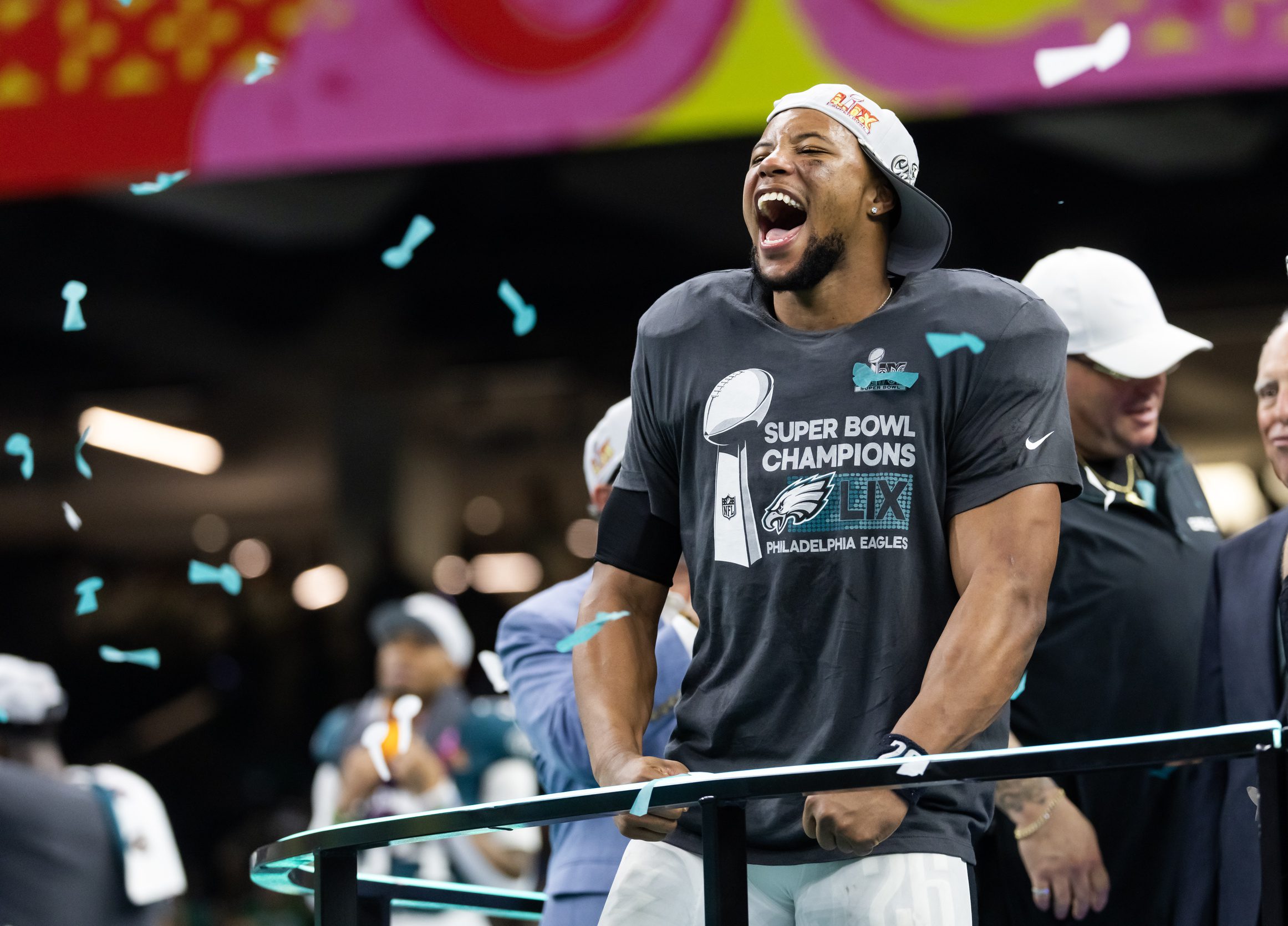 "Ruining His Reputation" Donald Trump Sees Face Of NFL Show Huge Support, Fans Disgusted 2 Feb 9, 2025; New Orleans, LA, USA; Philadelphia Eagles running back Saquon Barkley (26) celebrates after defeating the Kansas City Chiefs during Super Bowl LIX at Ceasars Superdome. Mandatory Credit: Mark J. Rebilas-Imagn Images