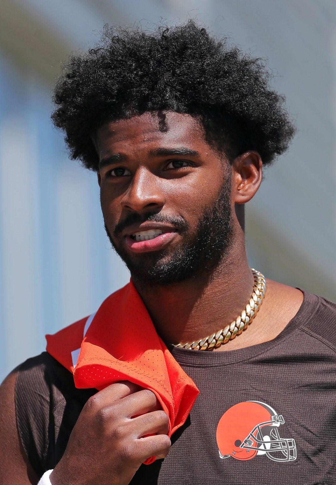 Cleveland Browns quarterback Shedeur Sanders (12) heads in after the first day of NFL rookie minicamp at the Cleveland Browns training facility on Friday, May 9, 2025, in Berea, Ohio.