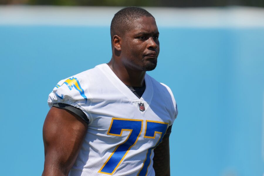 Chargers commit to run game, part ways with Zion Johnson 1 North Carolina running back Omarion Hampton (RB09) during the 2025 NFL Combine at Lucas Oil Stadium.