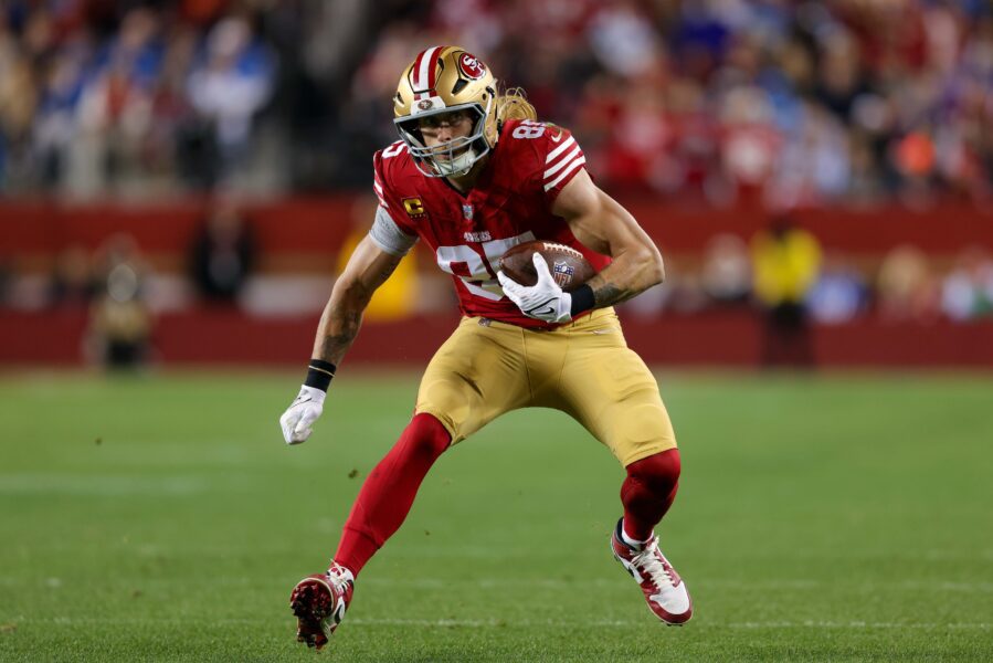 49ers' George Kittle ignites tight end revolution 3 Dec 30, 2024; Santa Clara, California, USA; San Francisco 49ers tight end George Kittle (85) during the game against the Detroit Lions at Levi's Stadium. Mandatory Credit: Sergio Estrada-Imagn Images