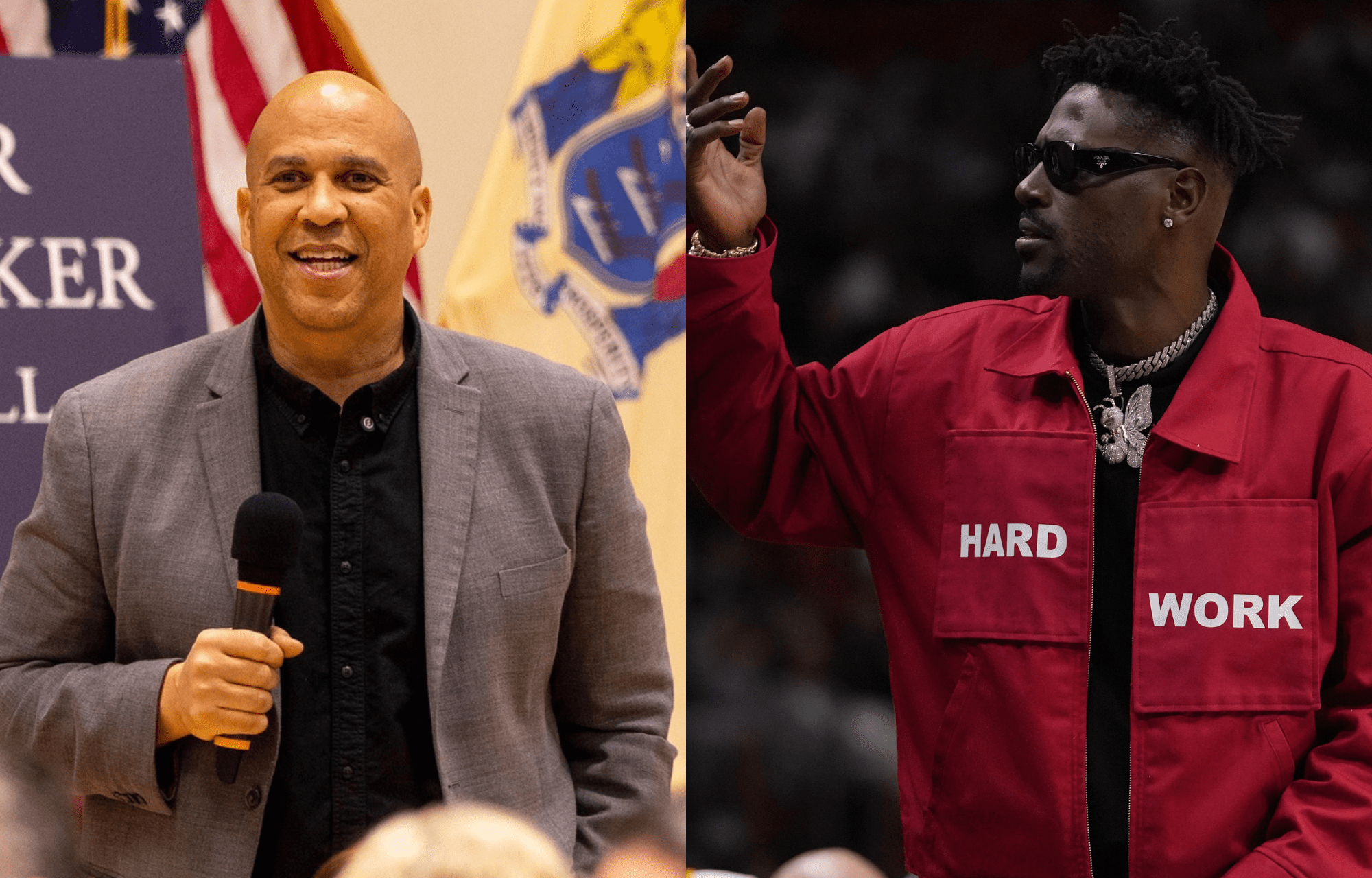 "Look Like The Gay Vin Diesel": Antonio Brown Jabs At Senator Cory Booker's AI Photo 1 Senator Cory Booker (left) and former NFL star Antonio Brown (right). Photo credits: Imagn