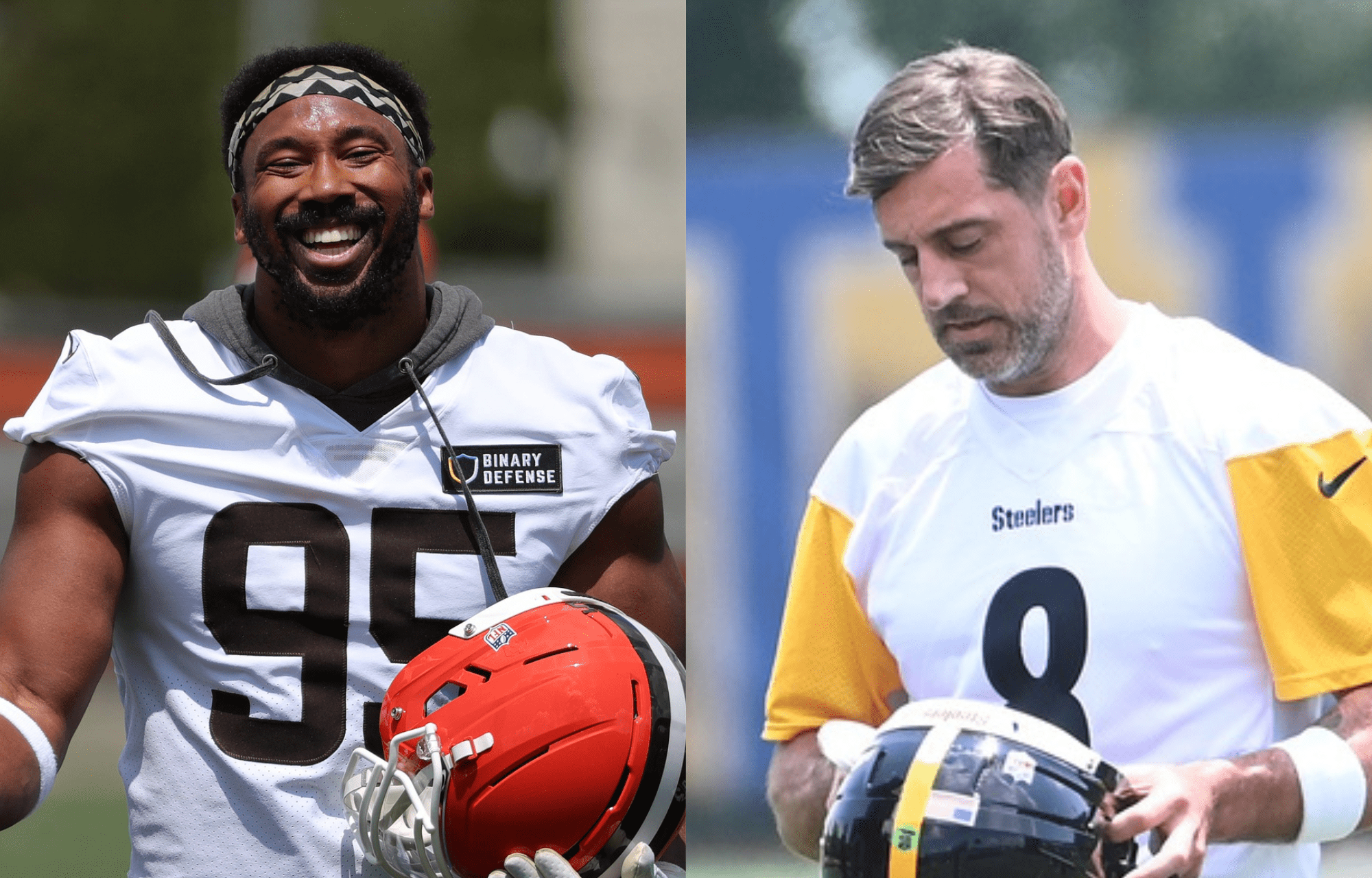 "Good Opportunity To Put Him In The Graveyard": Aaron Rodgers Gets Stern Warning From Division Rival Myles Garrett After Joining Steelers 1 Myless Garrett and Aaron Rodgers. Photo credits: Imagn