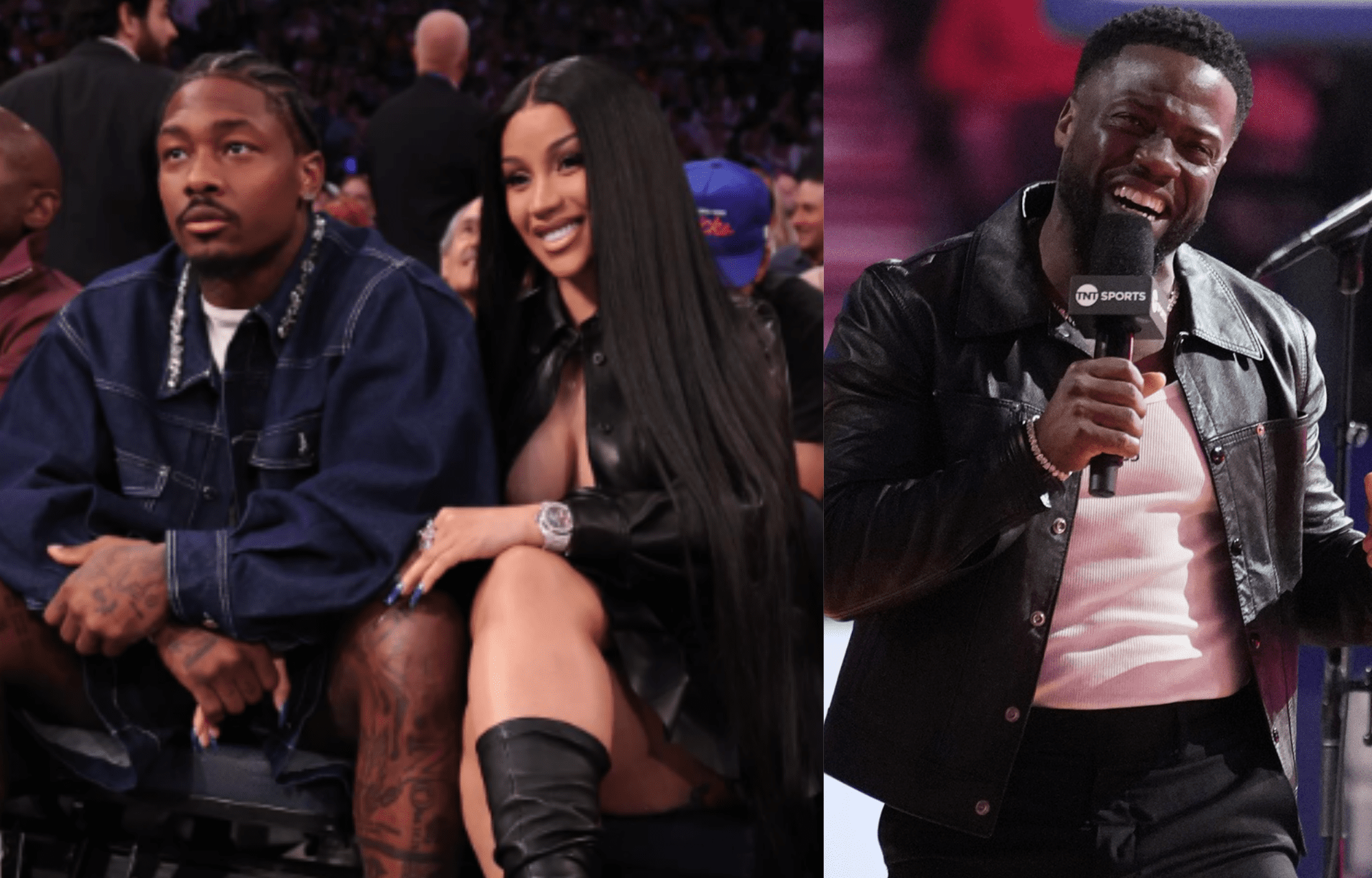 "No Yachts, No Boats. Cardi B, No Pink Stuff": Stefon Diggs GF Cardi B Gets Roasted By Kevin Hart After Viral Yacht Party During BET Awards 1 Couple Stefon Diggs with Cardi B (left), and comedian-actor Kevin Hart (right). Photo credits: Imagn and Yahoo!