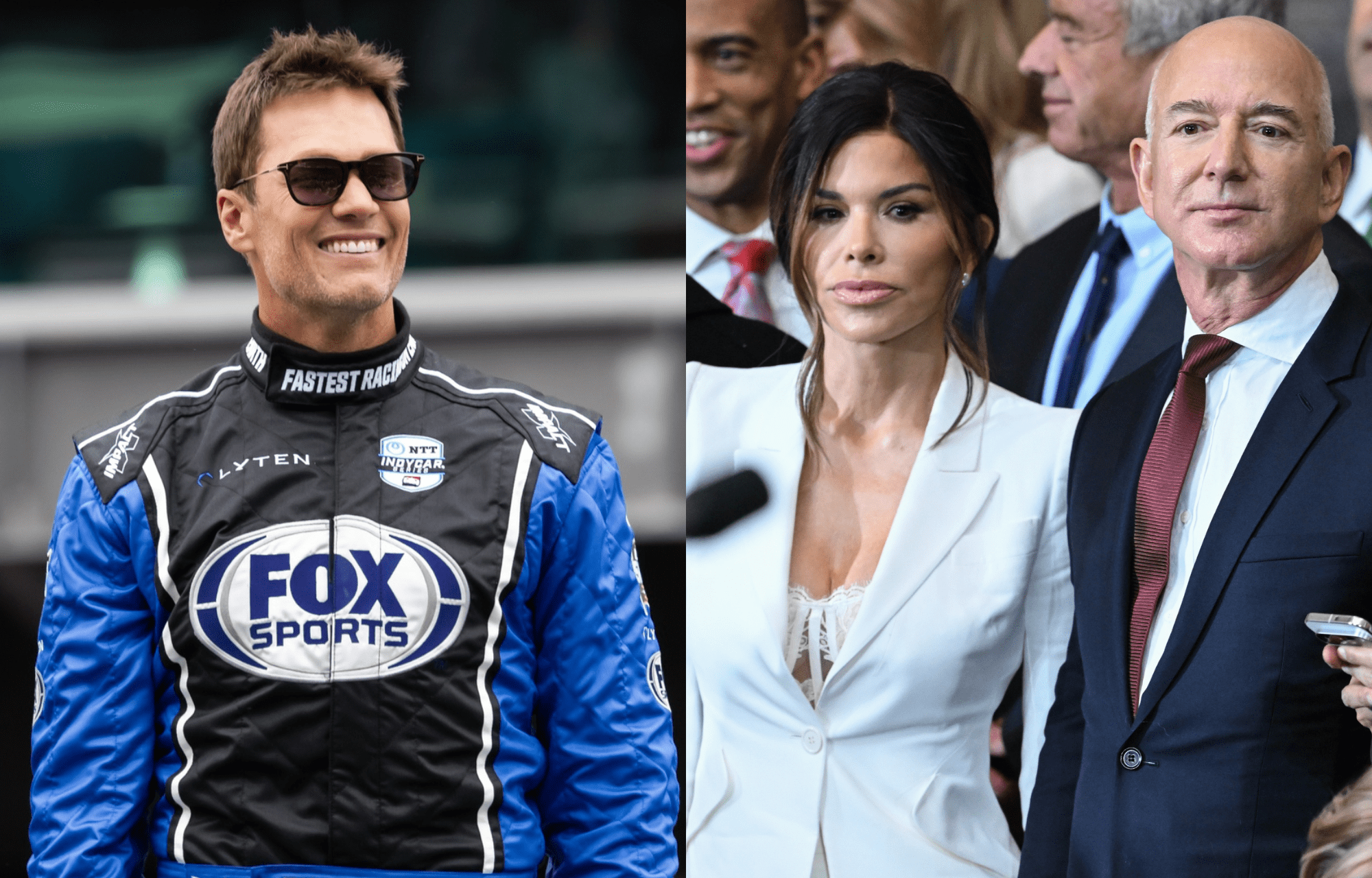 Tom Brady Scores Golden Invite To Jeff Bezos & Lauren Sanchez's Billionaire Bash 1 Tom Brady (left) and Jeff Bezos & Lauren Sanchez (right). Photo credits: Imagn