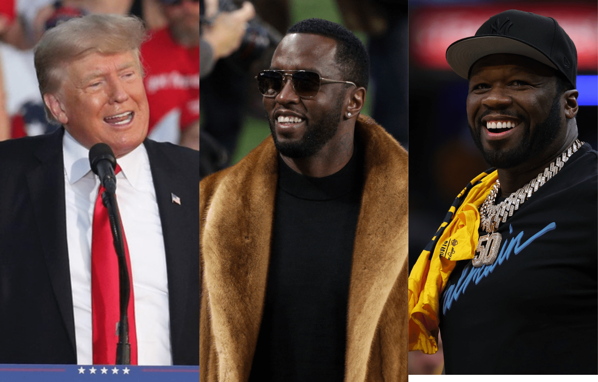 "It Shouldn't Be Be Based On What Diddy Said About Trump": Donald Trump's Possible Pardon Of Diddy And 50 Cent's Reaction Gets Honest Take From Stephen A. Smith 1 US President Donald Trump (first photo, left), Sean "Diddy" Combs (center), and rapper 50 Cent (right). Photo credits: Imagn