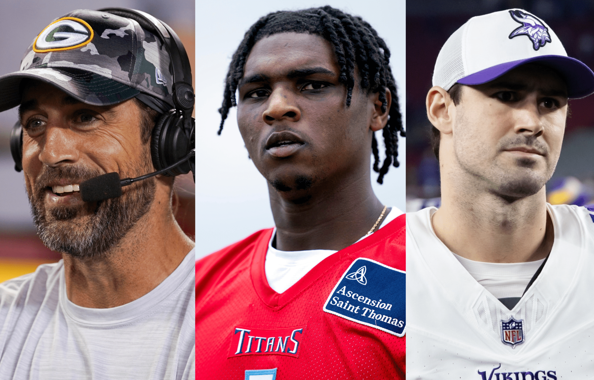 "We Gone ver All Of It Ad Nauseam": Aaron Rodgers Weighed-In Between Cam Ward, Daniel Jones by Analyst 1 Aaron Rodgers (left) Cam Ward (center), Daniel Jones (right). Photo credits: Imagn