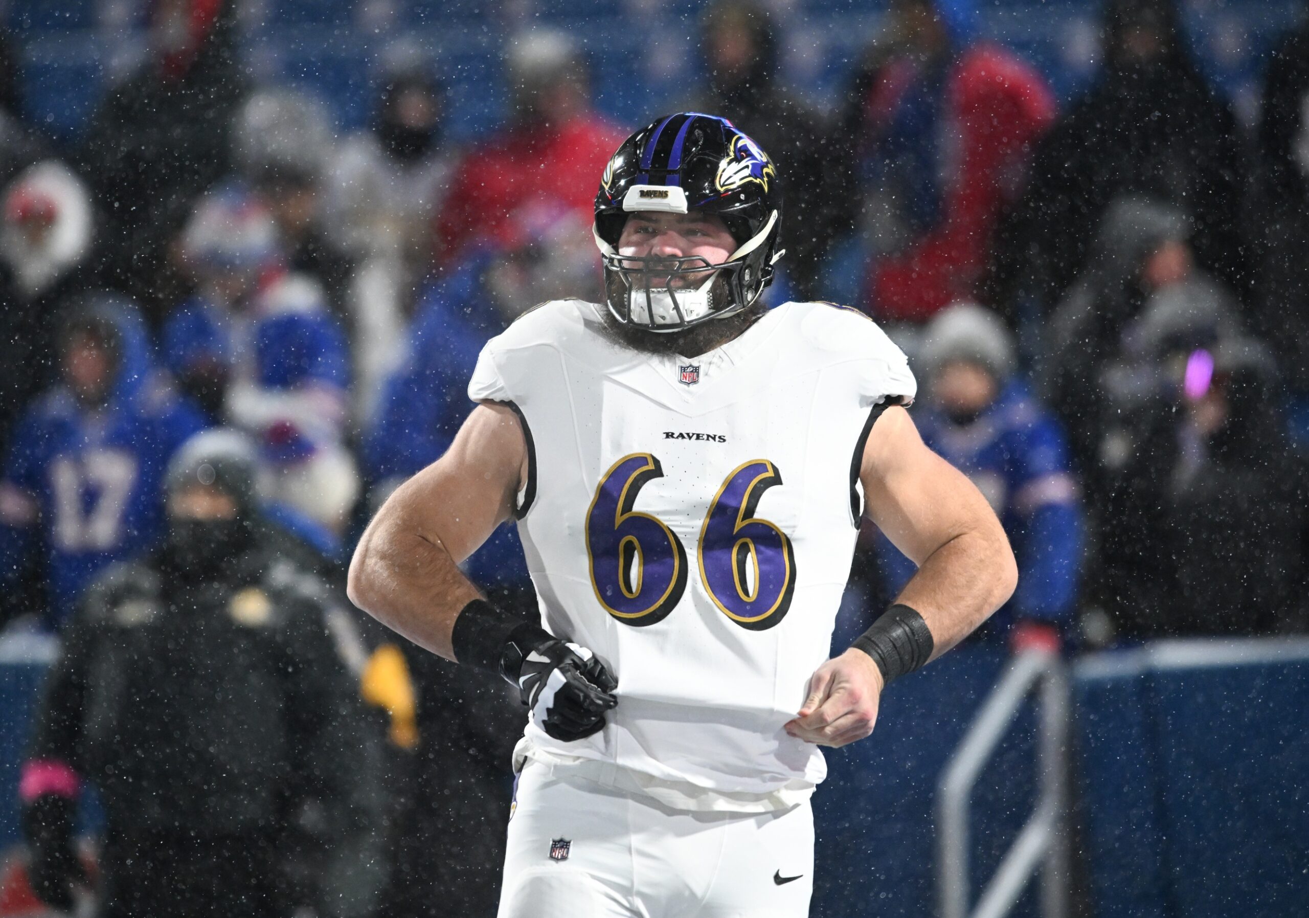 Ravens Star Sees Wife Deny Cheating Allegations Amid Massive Divorce Hearing (Report) 2 Jan 19, 2025; Orchard Park, New York, USA; Baltimore Ravens guard Ben Cleveland (66) looks on during warm ups before the game against the Buffalo Bills in a 2025 AFC divisional round game at Highmark Stadium. Mandatory Credit: Mark Konezny-Imagn Images