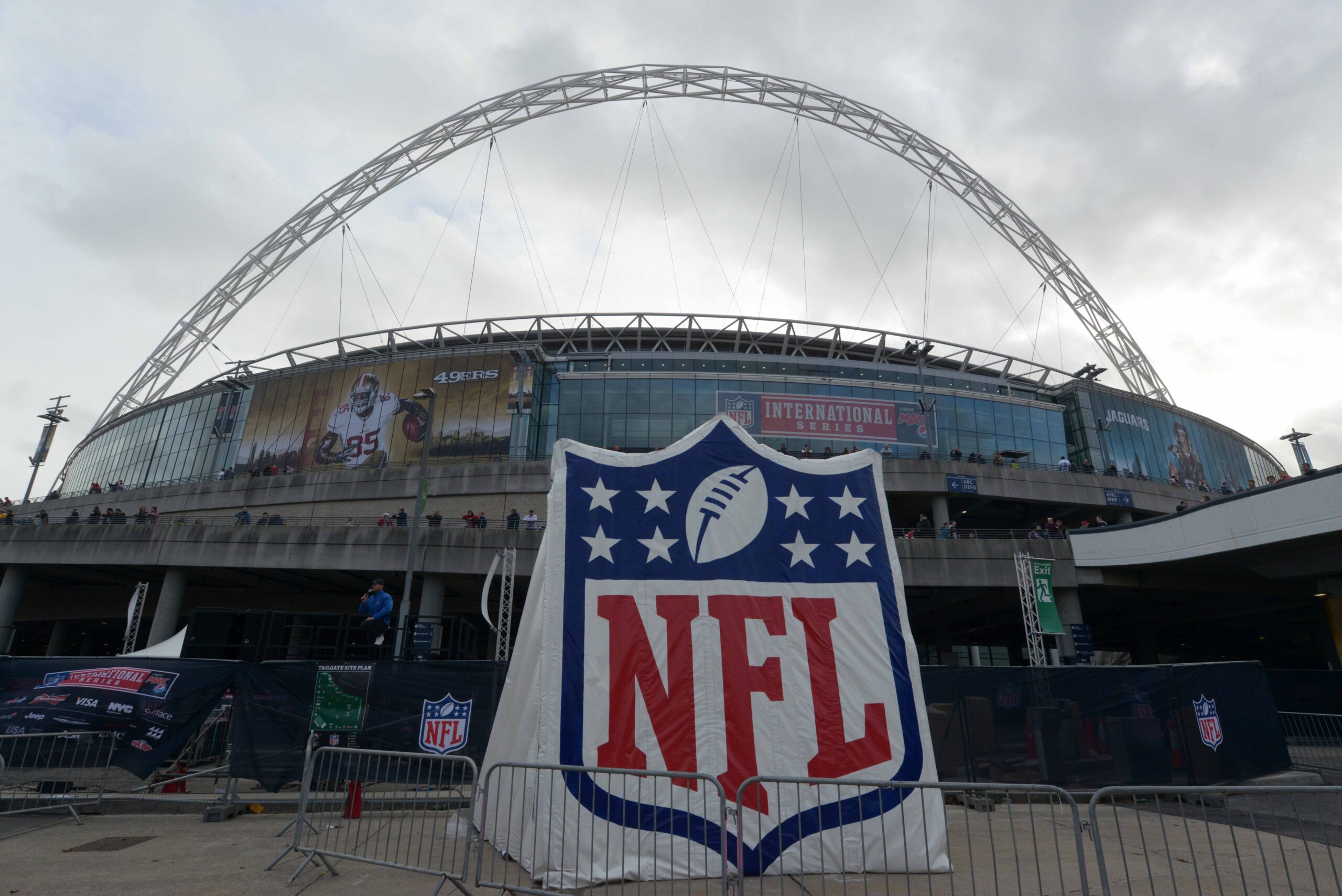 NFL Legend Announce Decision To Play In 2025 On July 4th (Breaking) 1 Oct 27, 2013; London, United Kingdom; General view of a NFL shield logo at the NFL International Series game between the San Francisco 49ers and the Jacksonville Jaguars at Wembley Stadium. Mandatory Credit: Kirby Lee-Imagn Images