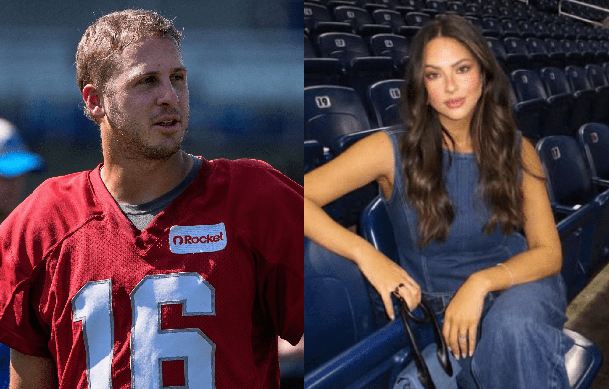 "Best Time Of My Life": Jared Goff's Wife Christen Harper Melts Hearts With Beachside Memory Of Baby Romy 1 Jared Goff and wife Christen Harper. Photo credits: Imagn and Harper's Instagram
