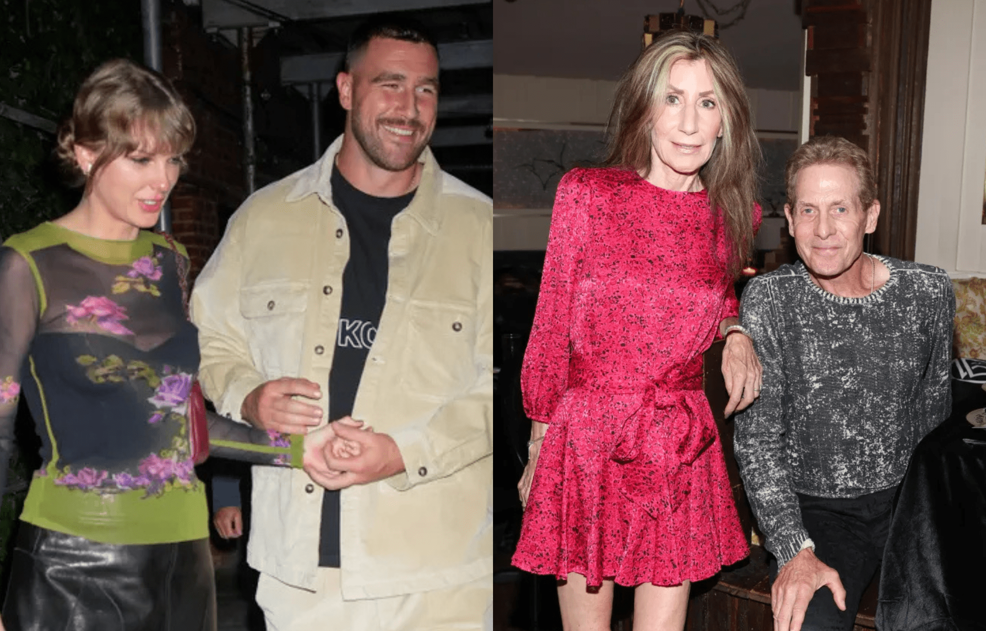 Taylor Swift Blasted As Skip Bayless’ Wife Ernestine Rips Media Frenzy Following New Heights Appearance 1 Taylor Swift and Travis Kelce (left), and Skip Bayless with wife Ernestine (right). Photo credits: Instagram