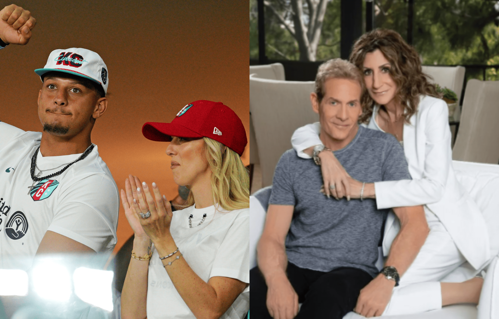 "The Focus Is More On Them": Patrick Mahomes Greatness Allegedly Dimmed By Brittany, Says Skip Bayless’ Wife Ernestine 1 Kansas City Chiefs QB Patrick Mahomes with wife Brittany (left), and Skip Bayless with wife Ernestine (right). Photo credits: Imagn and Instagram