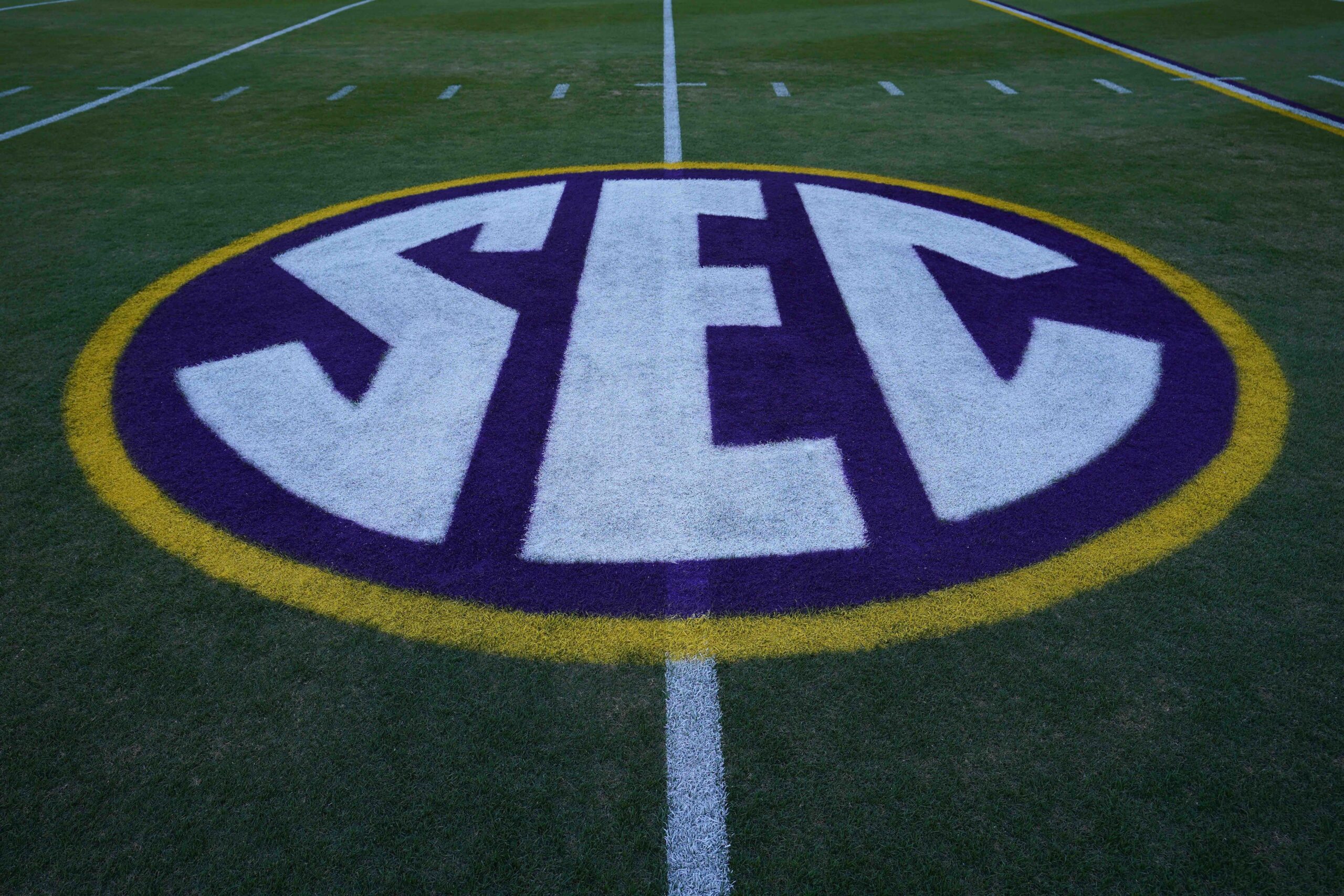 “Of Course It's The SEC" College Football Quarterback Sees Family Forced To Answer Questions Publicly 1 Nov 13, 2021; Baton Rouge, Louisiana, USA; A detailed view of the Southeastern Conference SEC logo at Tiger Stadium. Mandatory Credit: Kirby Lee-Imagn Images