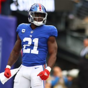 Jabrill Peppers standing in Giants jersey after a game is now signed to new England Patriots 