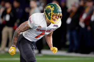 Christian Watson at the Senior Bowl