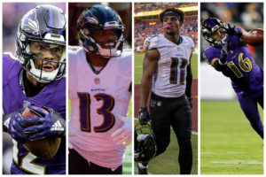The currently rostered Ravens in the team's wide receivers room