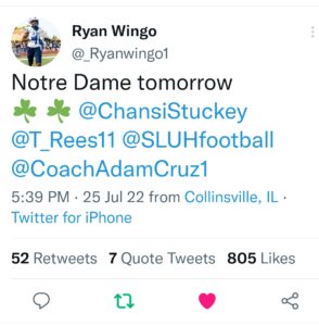 Notre Dame has five star wr Ryan wingo on campus