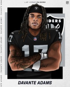 Davante Adams in his new Raiders jersey after signing with them in free agency. 