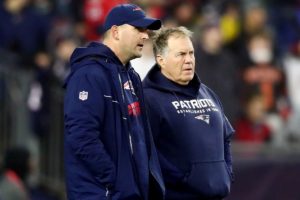 Patriots Offensive Assistant Coach Joe Judge in competition for offensive playcalling responsibility.