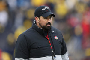 Ryan Day weathers the cold in Ann Arbor in a Big Ten Football game