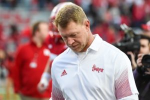 Scott Frost looks dejected during a Big Ten Football game- again
