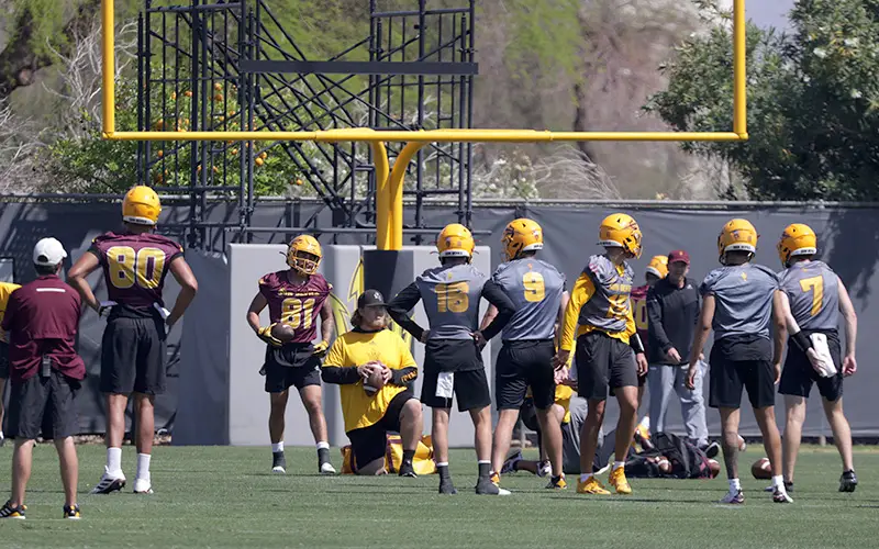 ASU QBs throwing in practice
