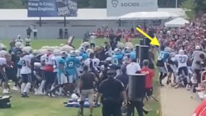 A fight broke out along the sideline for the second straight day of Panthers-Patriots joint practices