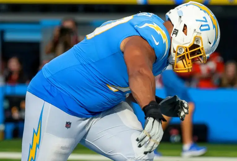 Los Angeles Chargers OL Rayshawn Slater is out due to injury (Photo Courtesy LA Chargers)