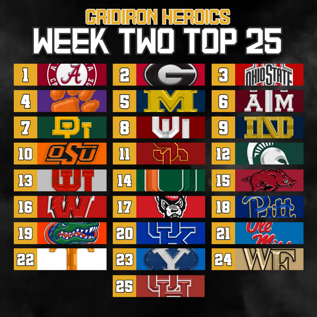 Week Two Gridiron Top 25
