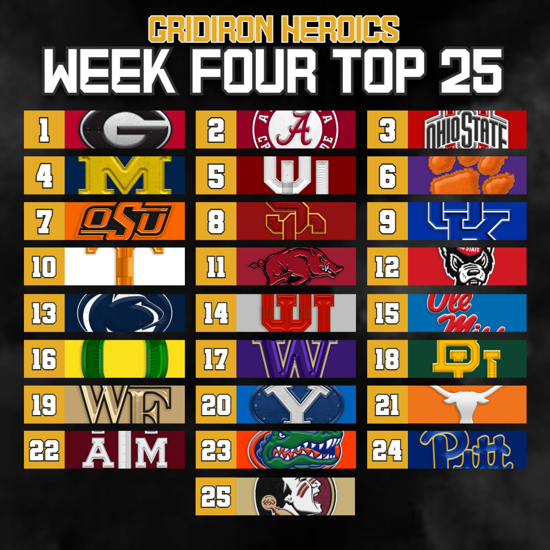 Week Four College Football Rankings Graphic