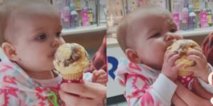 Baby eating ice cream 