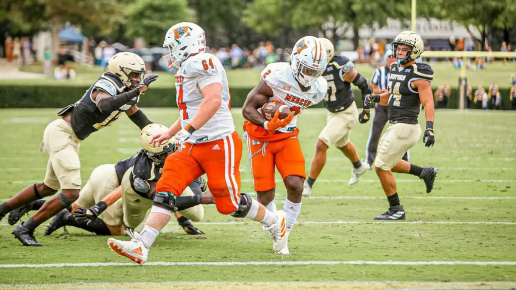 Mercer's Austin Douglas picks up yardage in the Bears' big win over Wofford to go to 4-1 (Photo Courtesy of Mercer Athletics)