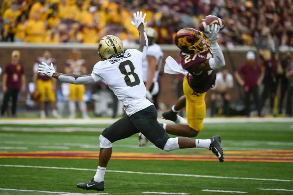 Tyler Nubin picks off Aidan O'Connell in the Gophers lose to Purdue.