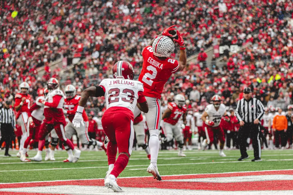 Emeka Egbuka scores against Indiana