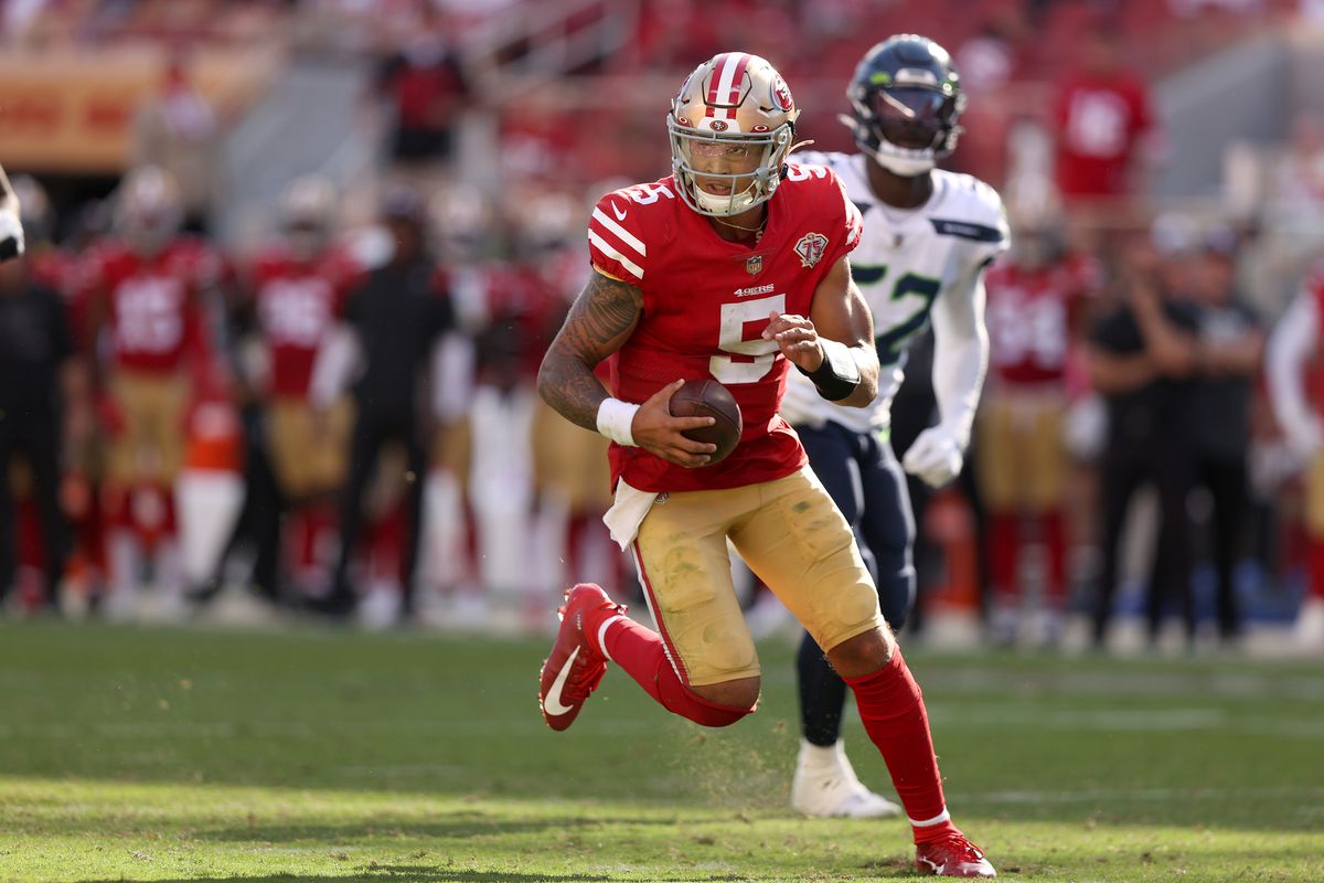 San Francisco 49ers quarterback Trey Lance hyped up by George Kittle