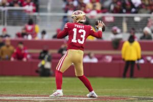 San Francisco 49ers quarterback Brock Purdy has started throwing left-handed