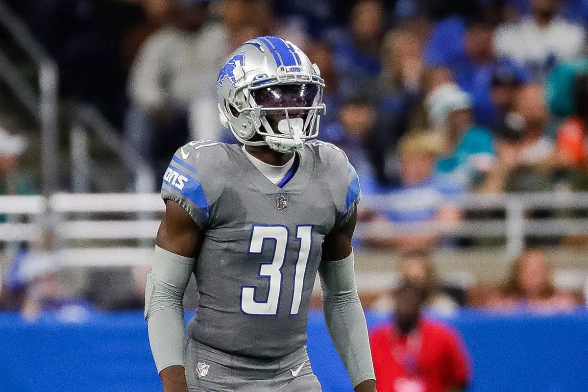 Detroit Lions safety Kerby Joseph wears "Free Jamo" shirt after practice los angeles rams tyler higbee