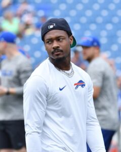 Stefon Diggs of the Buffalo Bills warms up before a preseason game