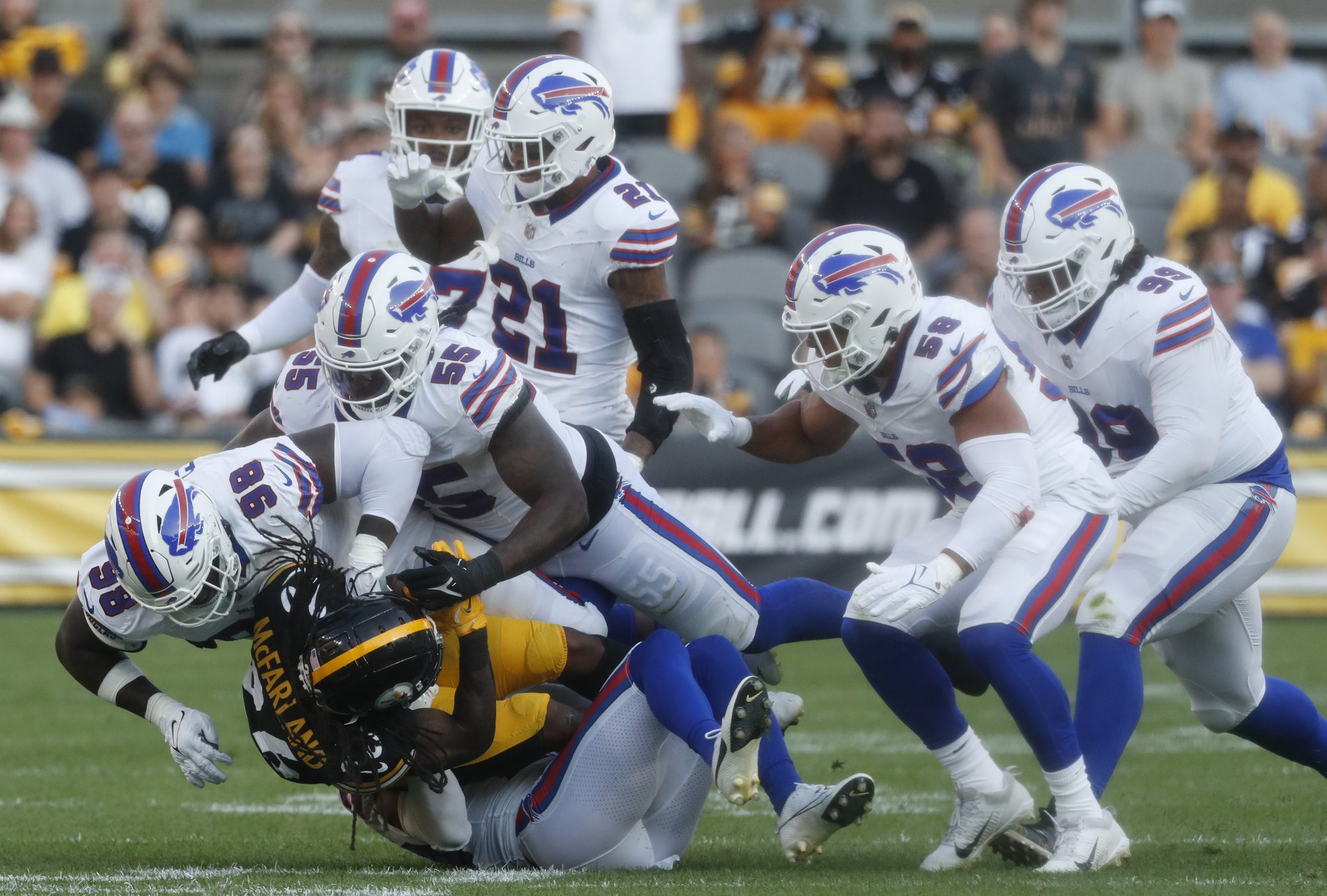 Buffalo Bills defensive end Boogie Basham defends in the second