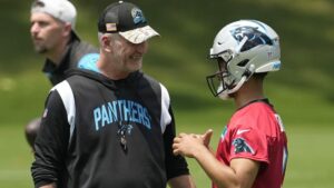 Carolina Panthers Bryce Young and head coach Frack Reich