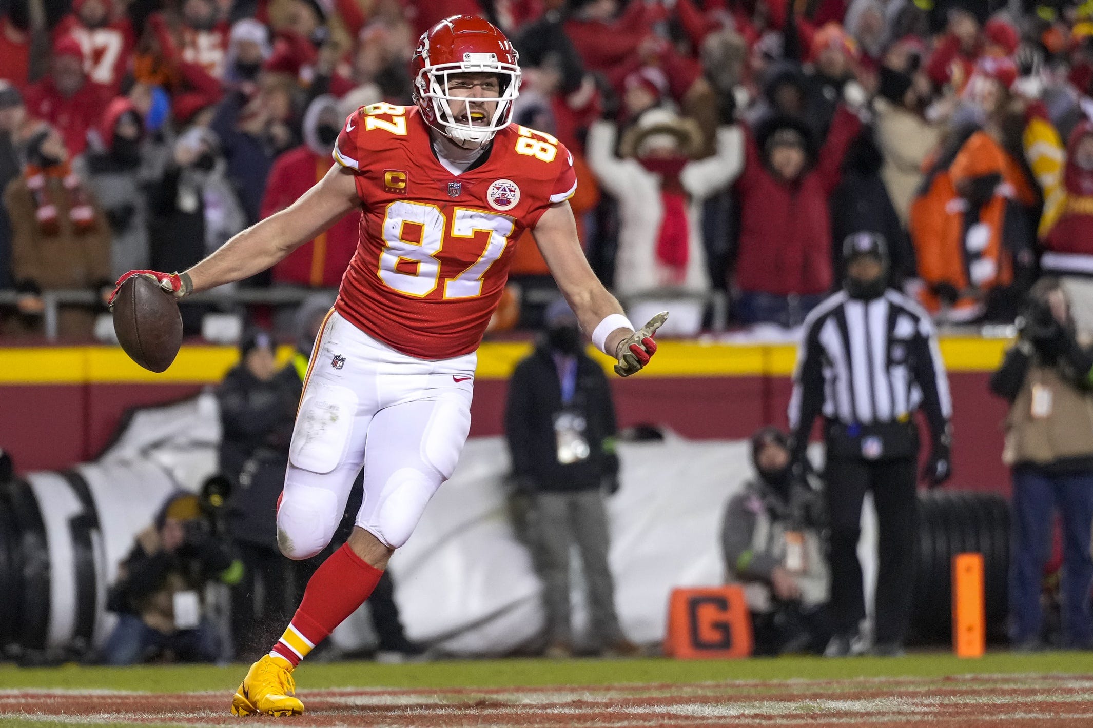 At age 32, Chiefs tight end Travis Kelce posted career highs last season in receptions (110) and touchdowns (12).